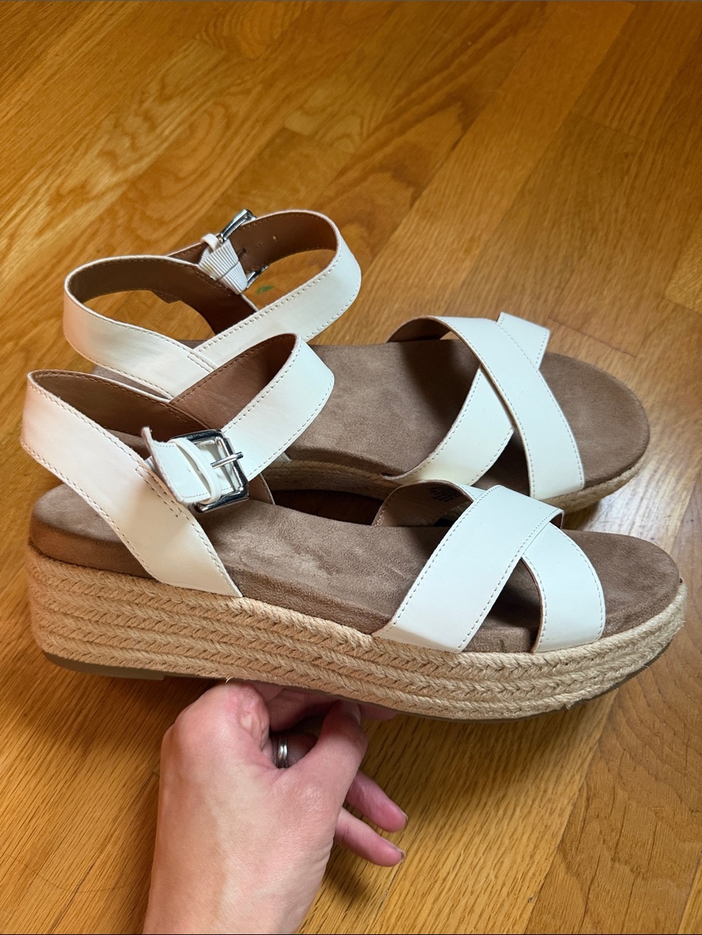 Style & Co. White Espadrille Platform Sandals with Ankle Strap